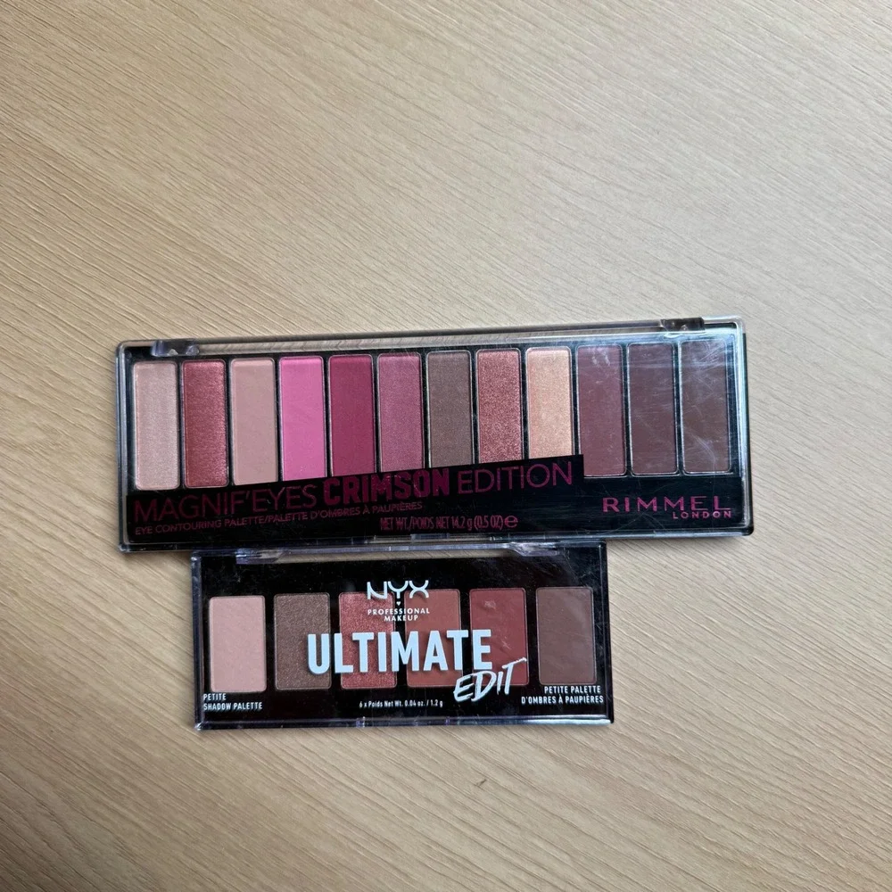 NYX Ultimate Edit & Rimmel Magnif'Eyes Crimson Eyeshadow Palette Bundle Pink Red